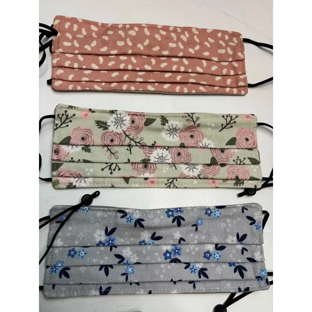 NEW Handmade Adjustable Cloth Double Layer Face Mask Lot of 7 Delicate Floral